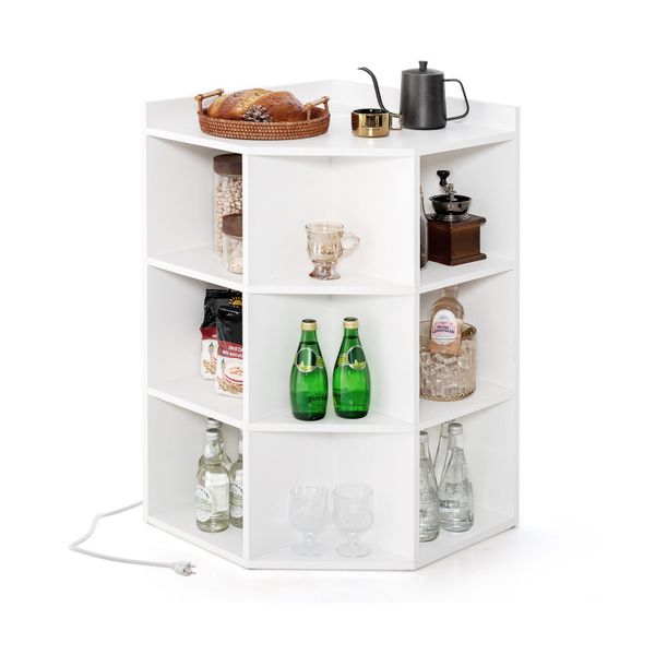 3-tier bedside cabinet with built-in charging station