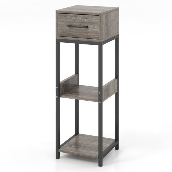 3-tier plant stand with drawer and anti-tip features