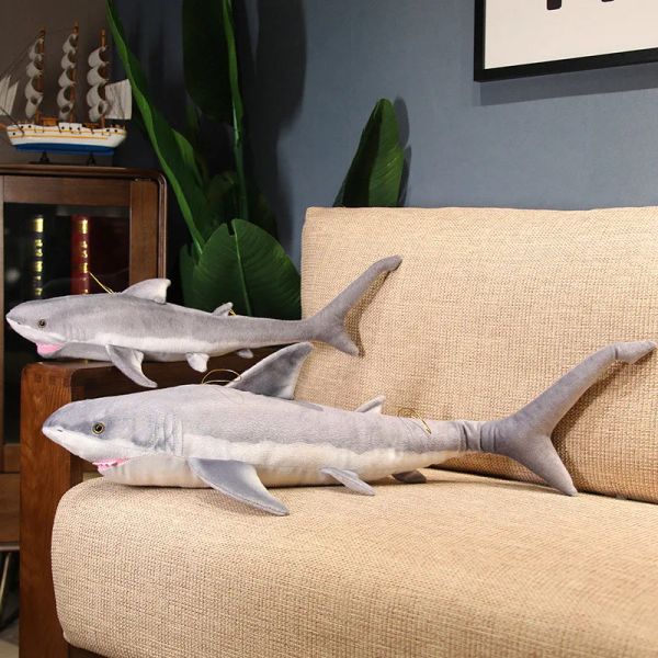 60-140cm Cute Great White Shark Plush Toy, Soft Shark Pillow, High-Quality Anime Doll Gift for Kids