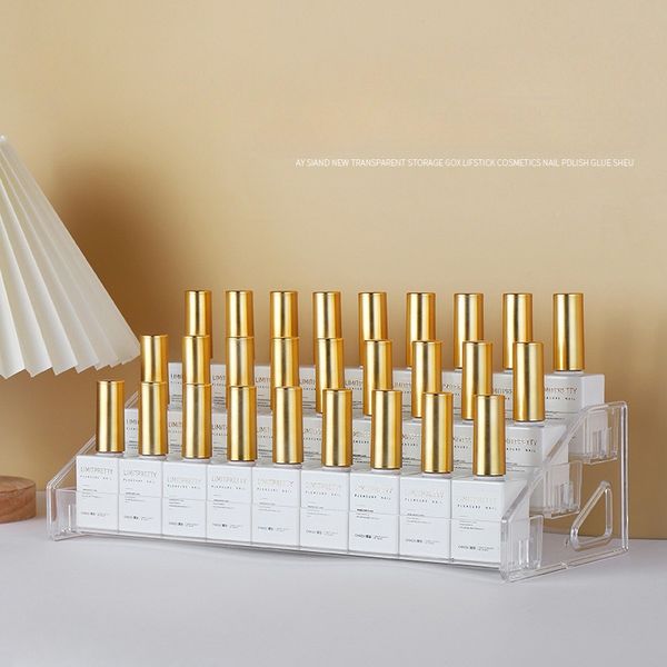 7-layer acrylic display table for nail polish, lipstick, and lip gloss cosmetics