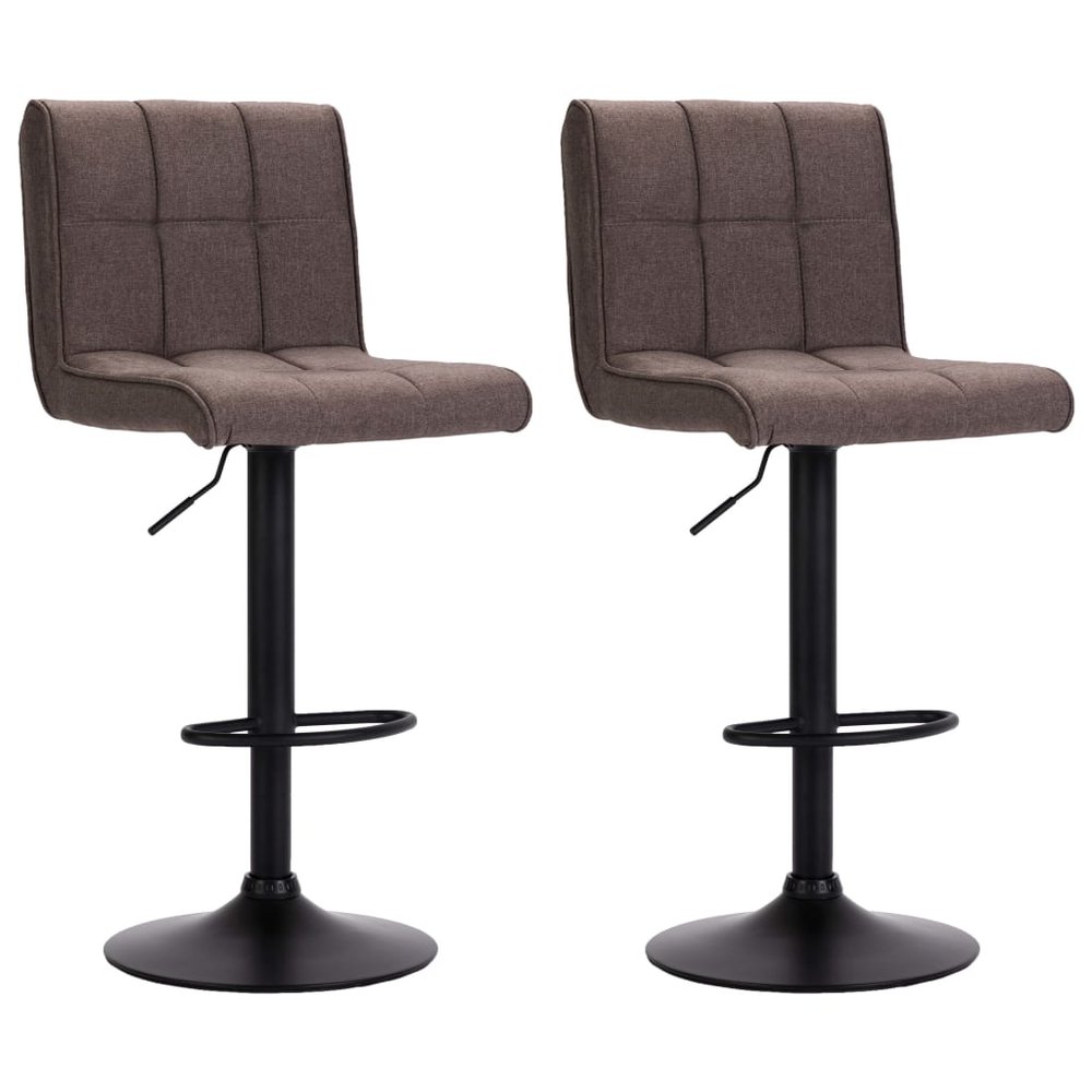 vidaXL Bar Stool Set of 2 Taupe Polyester Adjustable Swivel