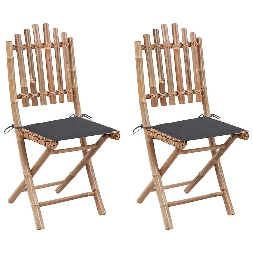 vidaXL Garden Chair Set of 2 Bamboo natural Bamboo Standard Foldable