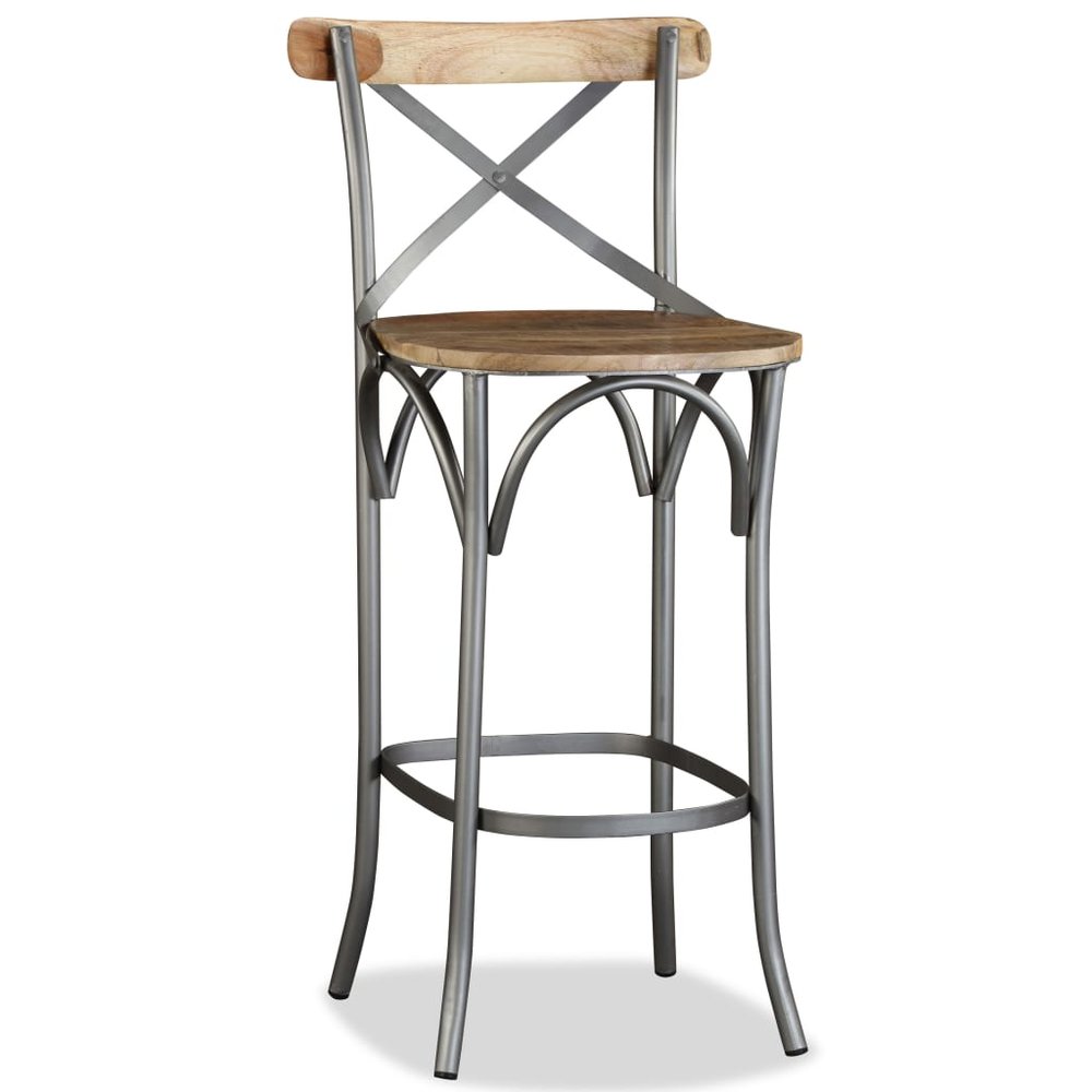 vidaXL Bar Stool Mango Wood Brown, Steel Grey