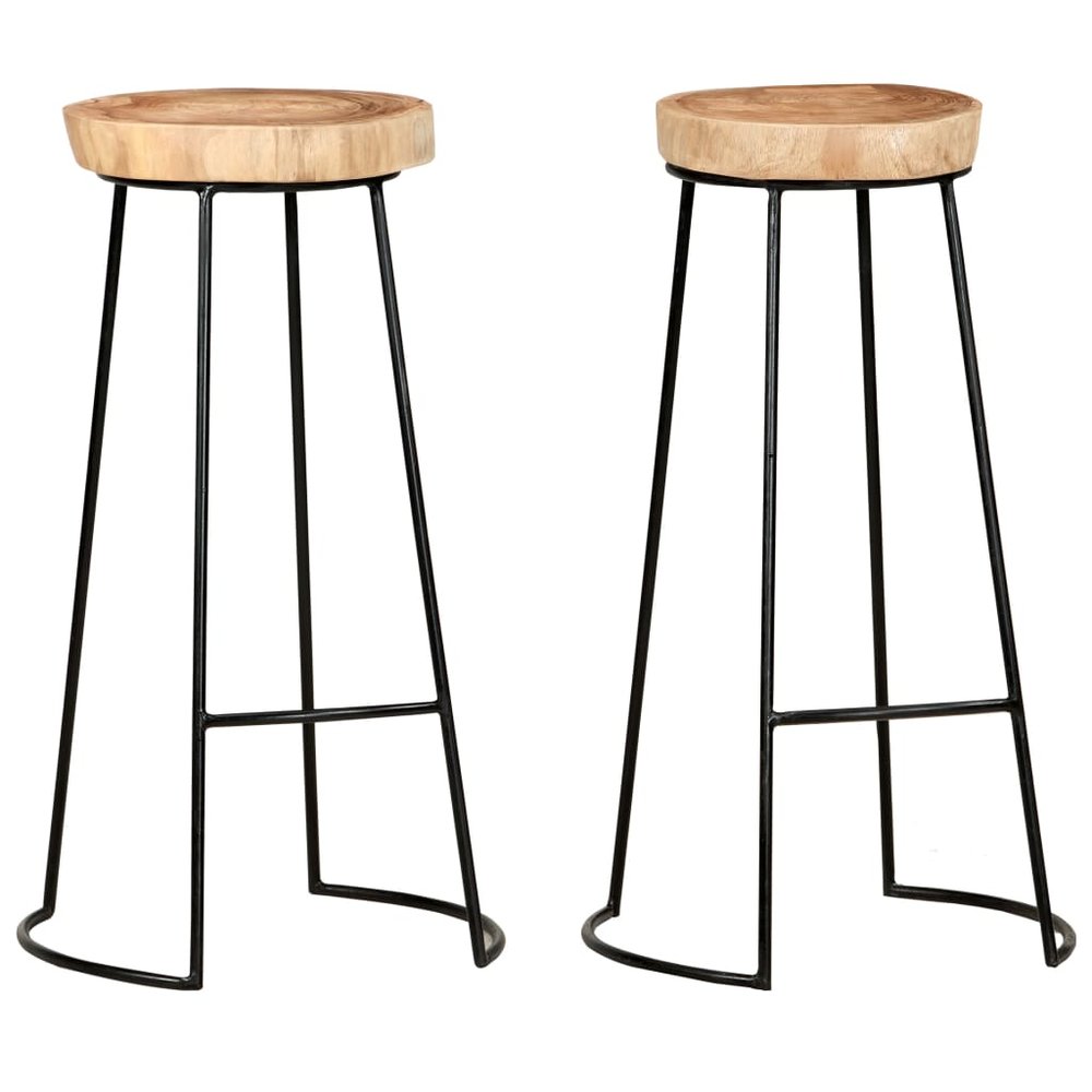 vidaXL Bar Stool Set of 2 Natural, Black