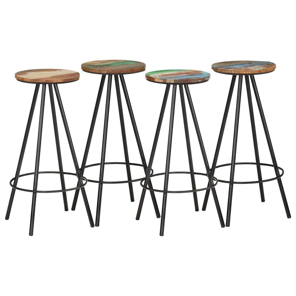 vidaXL Bar Stool Set of 4 Varied Reclaimed Wood Standard Industrial