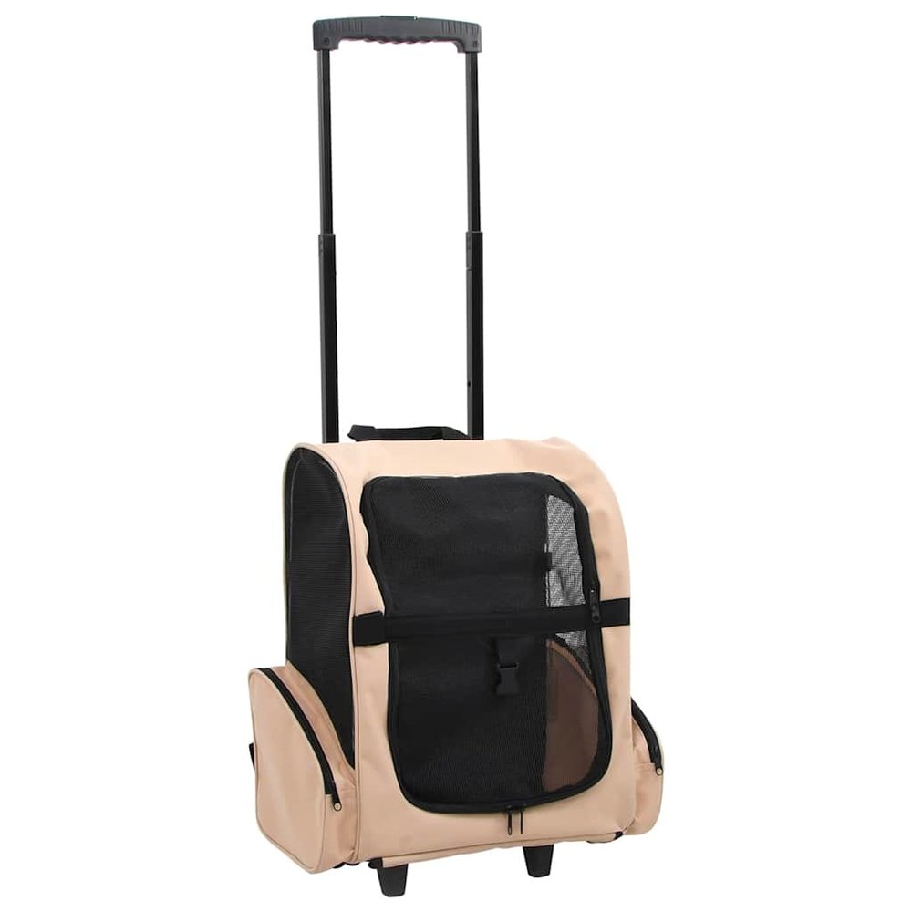 vidaXL Pet Carrier Beige Polyester and Metal Suitable for small pets