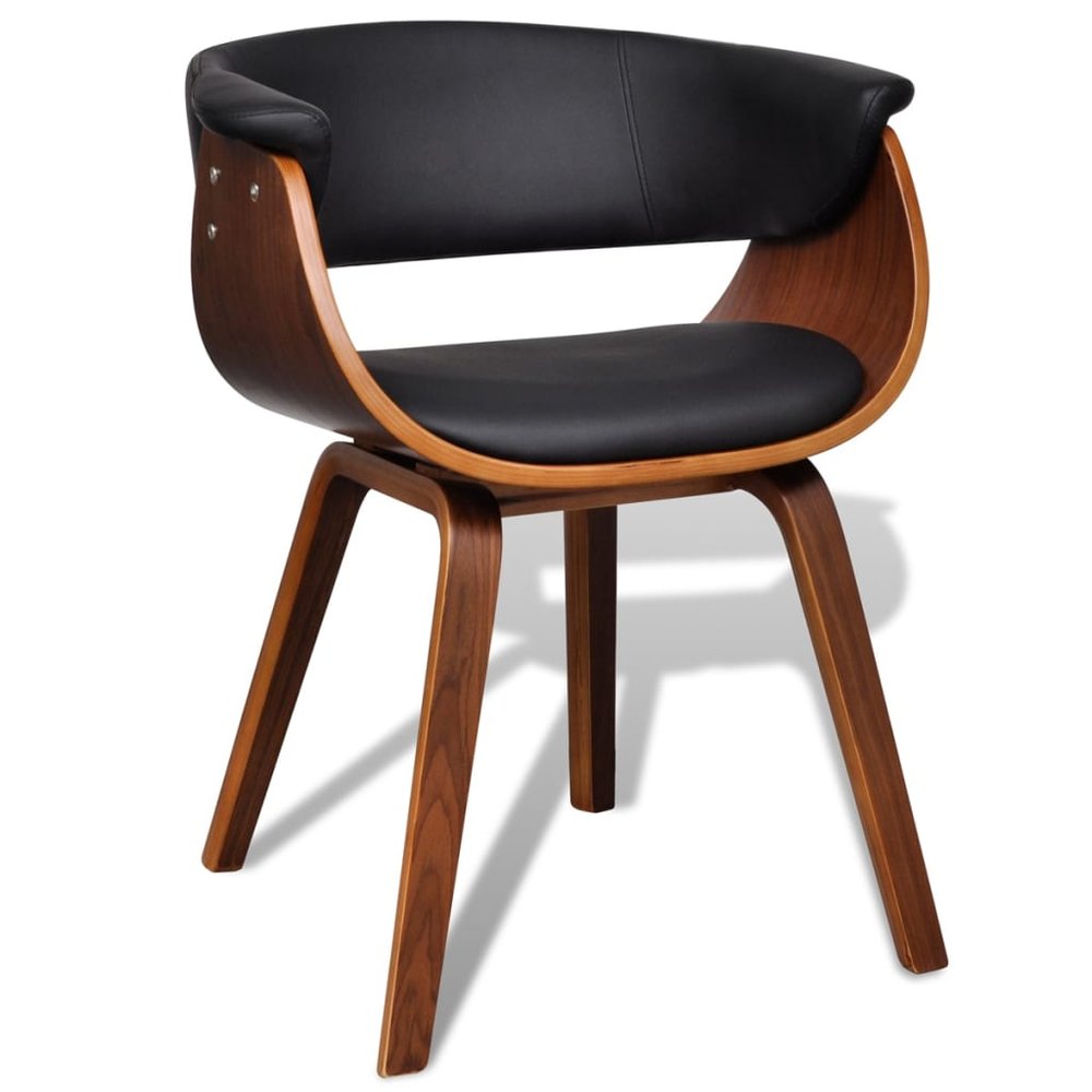 vidaXL Dining Chair Black and brown Faux leather and wood Standard
