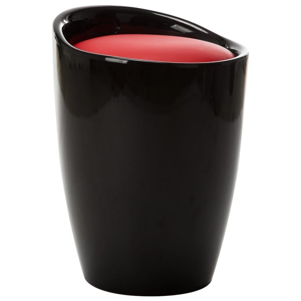 vidaXL Stool Black and Red Faux Leather and Plastic Compact Storage