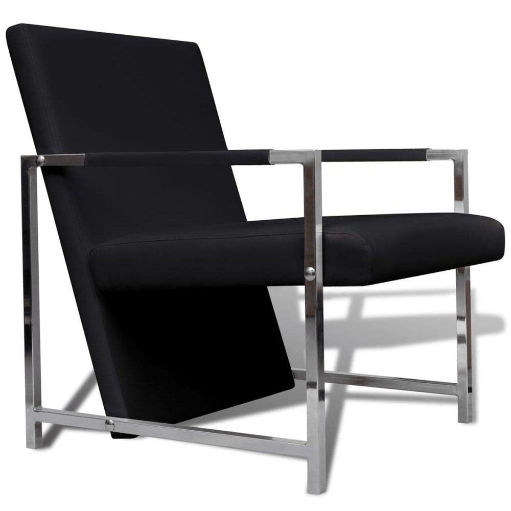 vidaXL Armchair Black Artificial Leather Standard Ergonomic Armchair