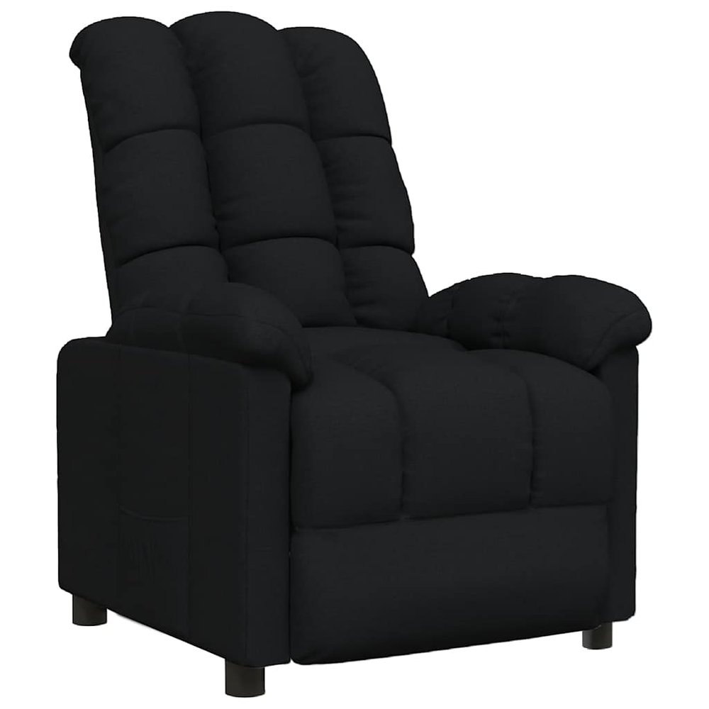 vidaXL Recliner Chair Black Fabric (100% polyester), Plywood, Iron Medium