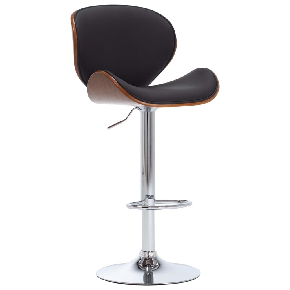vidaXL Bar Chair Black Faux leather, chrome metal, bent wood Adjustable