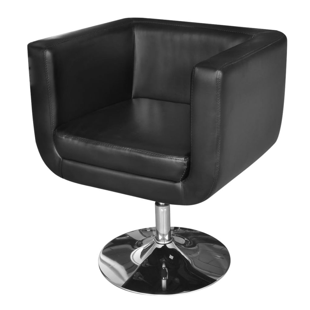 vidaXL Armchair Black Faux Leather, Chrome Steel, Wood Standard Swivel