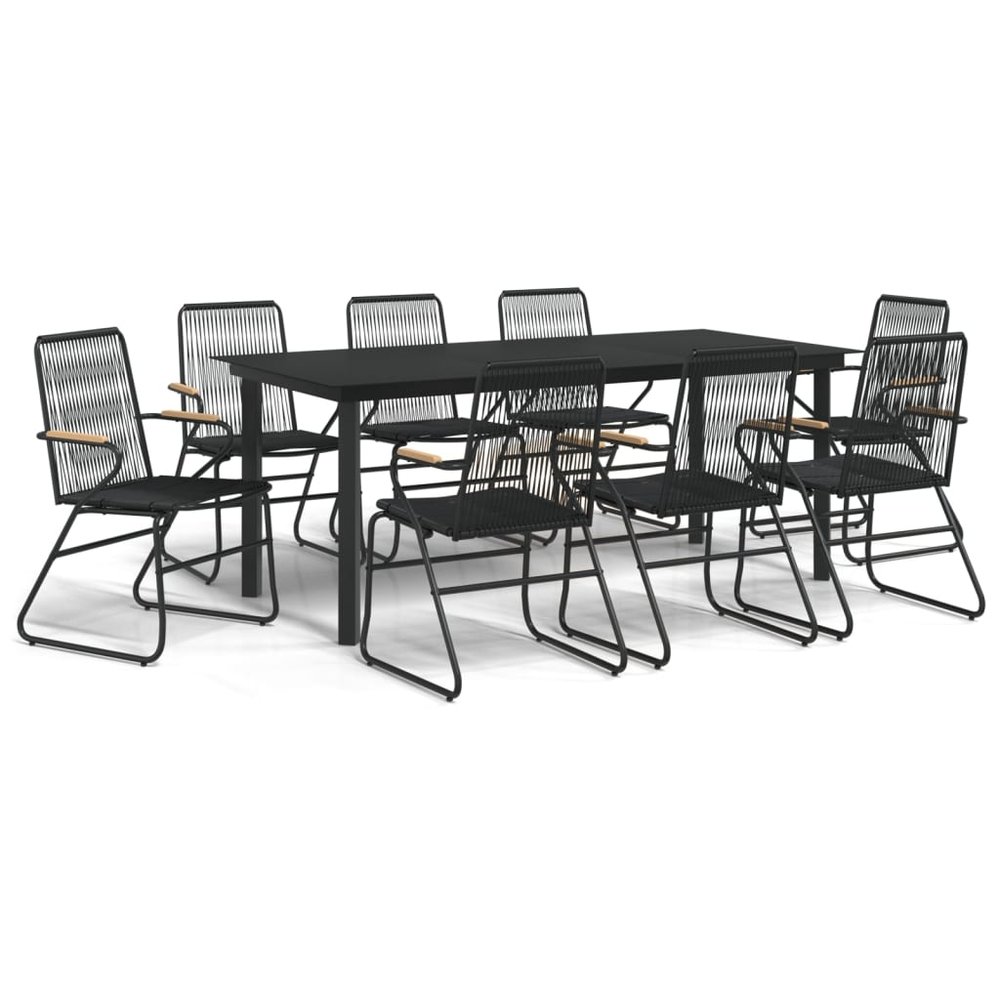 vidaXL Garden Dining Set Set of 9 Black PVC rattan One size fits all