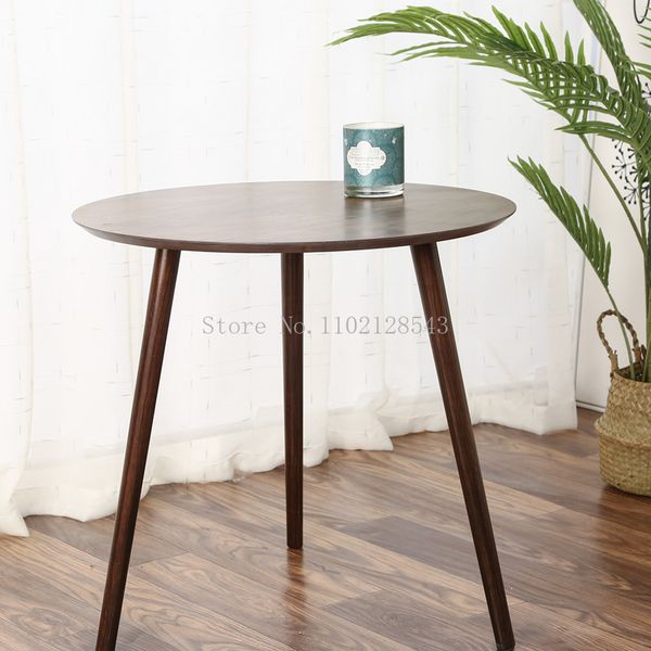Black Walnut Coffee Table for Small Spaces, Compact Sofa Side Table, Round Tea Table, Modern Japanese-Style Corner Furniture