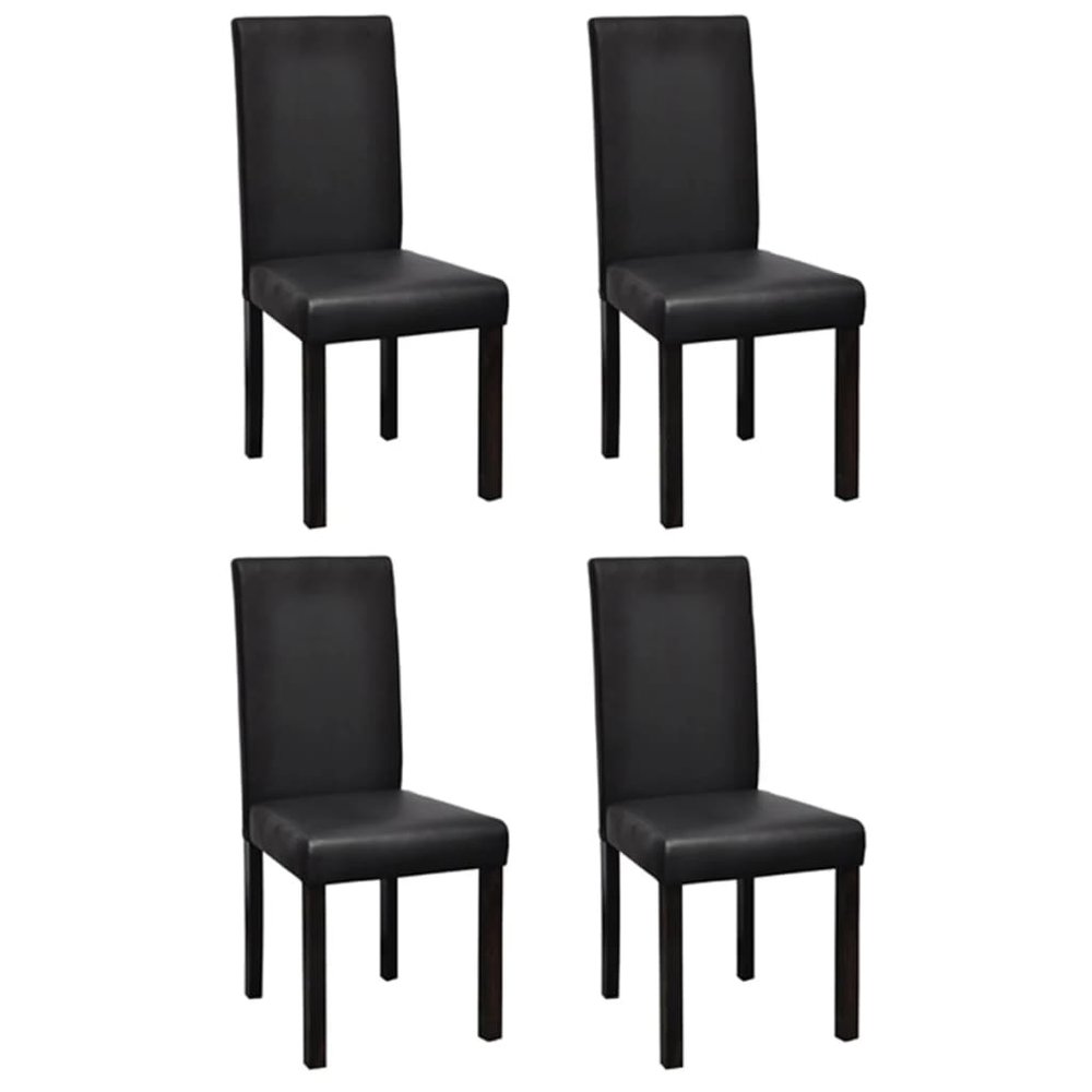 vidaXL Dining Chair Set of 4 Black Wooden frame, faux leather Standard