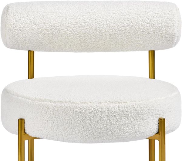 Boucle Accent Modern Tufted Vanity Chair, Cozy Sherpa Barrel with Gold Legs, Club Chair