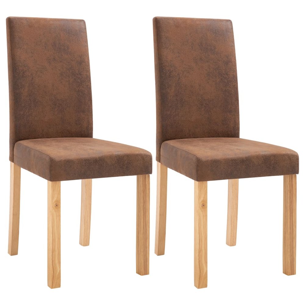 vidaXL Dining Chair Set of 2 Brown Faux suede leather Standard Durable
