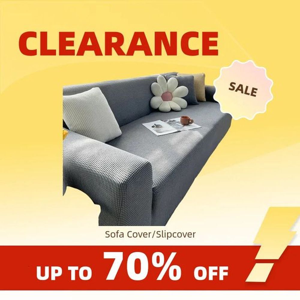 Clearance_Solid Color Sofa Cover Fashion Knitted Elastic FullEnacted AntiSlip Soft SofaSet FourSeasons General Dust SofaCus 250208