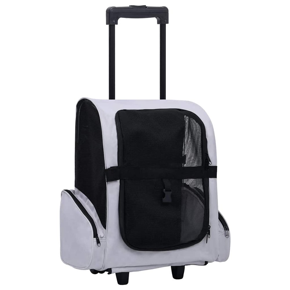 vidaXL Pet Trolley Grey Fabric Collapsible Pet Trolley Rectangular