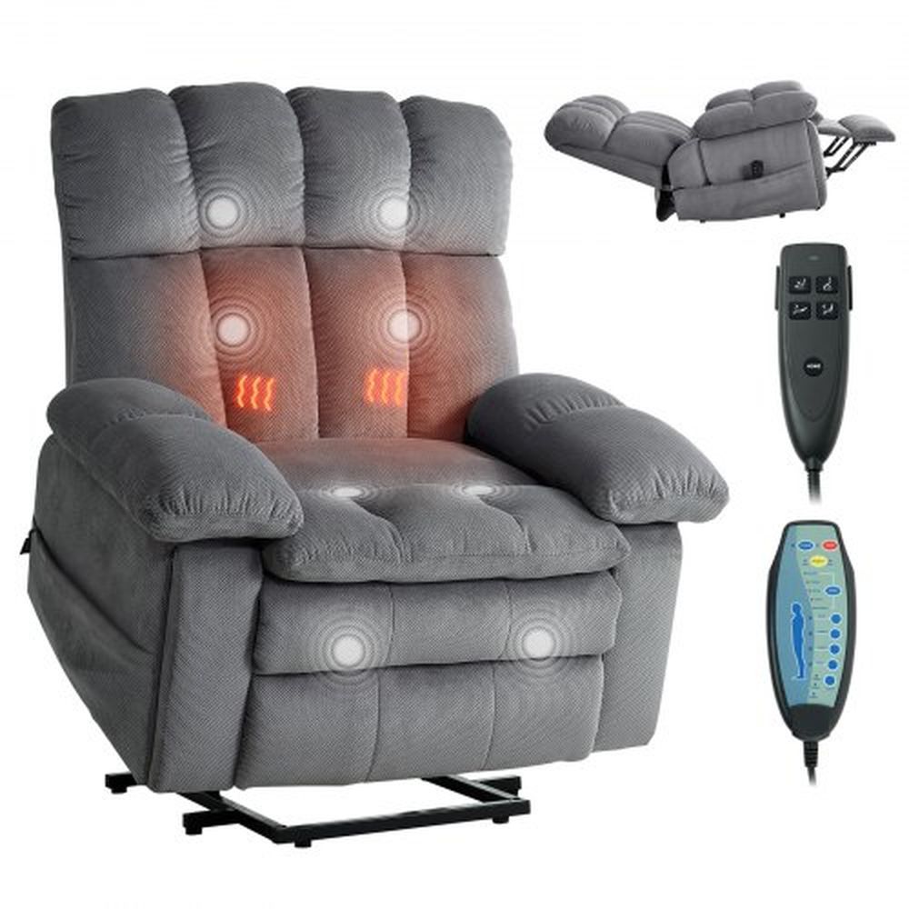 VEVOR Power Lift Recliner Chair, Dual Motor, Oversized Electric Lift Chair with Heat and Massage for Elderly, Infinite Position Adjustment, Chenille F