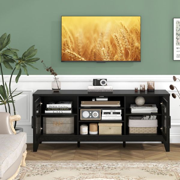 Farmhouse TV stand with 4 adjustable shelves for 65-inch TVs