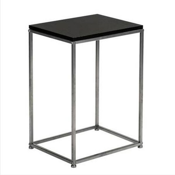 Fashionable free shipping wholesale black MDF countertops with grey wrought iron base single-tier snack table