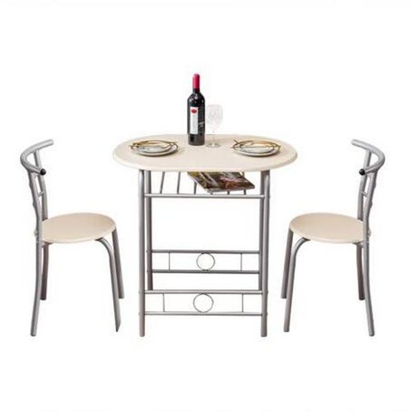 Fashionable wholesale PVC breakfast set with free shipping, includes one table and two chairs in natural color