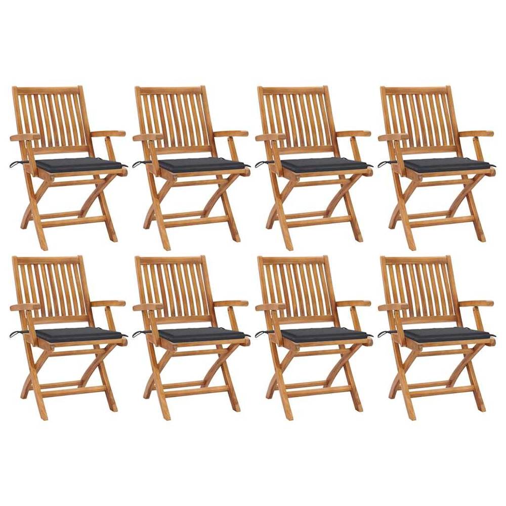vidaXL Garden Chair Set of 8 Teak Fine sanded teak wood, Polyester