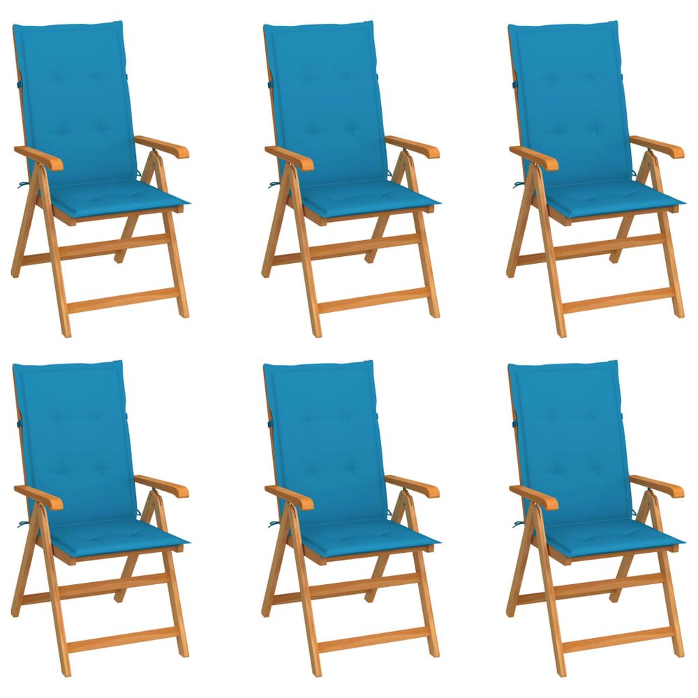 vidaXL Garden Chair Set of 6 Teak Brown Fine sanded teak wood Standard