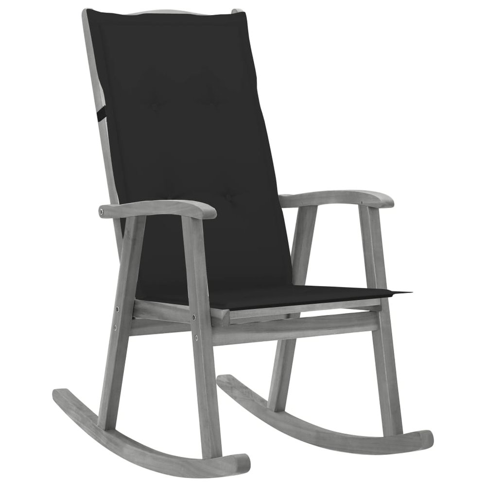 vidaXL Rocking Chair Grey Solid acacia wood, 100% polyester Medium