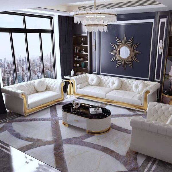 Italian modern leather sectional sofa set for hotel and living room furniture