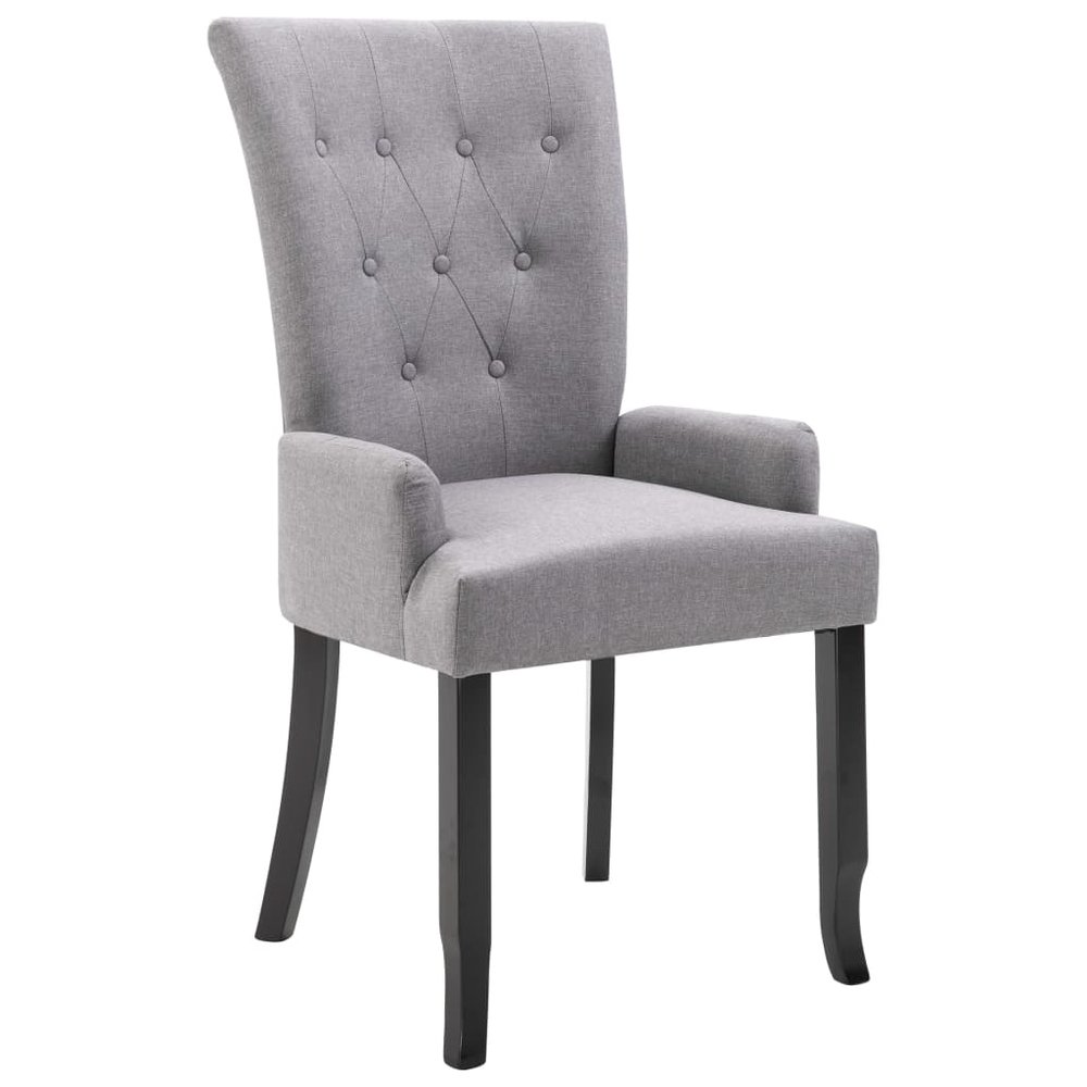 vidaXL Dining Chair Light Grey Polyester and Solid Oak Wood Standard