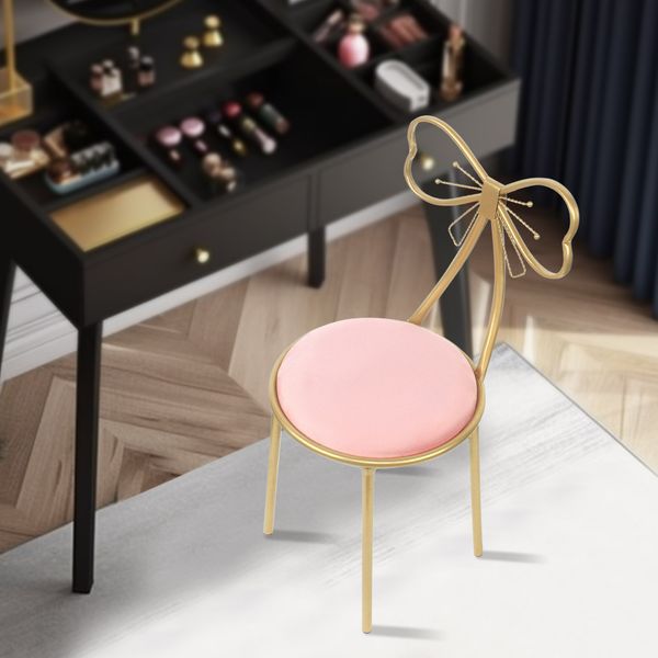 Light pink butterfly vanity chair for practical furniture use