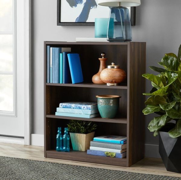 Mainstays 3-shelf adjustable bookcase in espresso finish for organizing books and children's library items