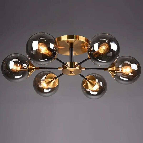 Modern G45 LED pendant lights with a retro glass ball design, ideal for dining rooms and bedrooms, featuring a gold finish for elegant home decor