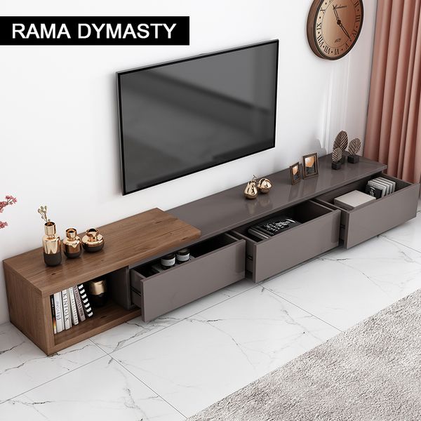 Modern living room set with expandable rock board coffee table and TV stand combo