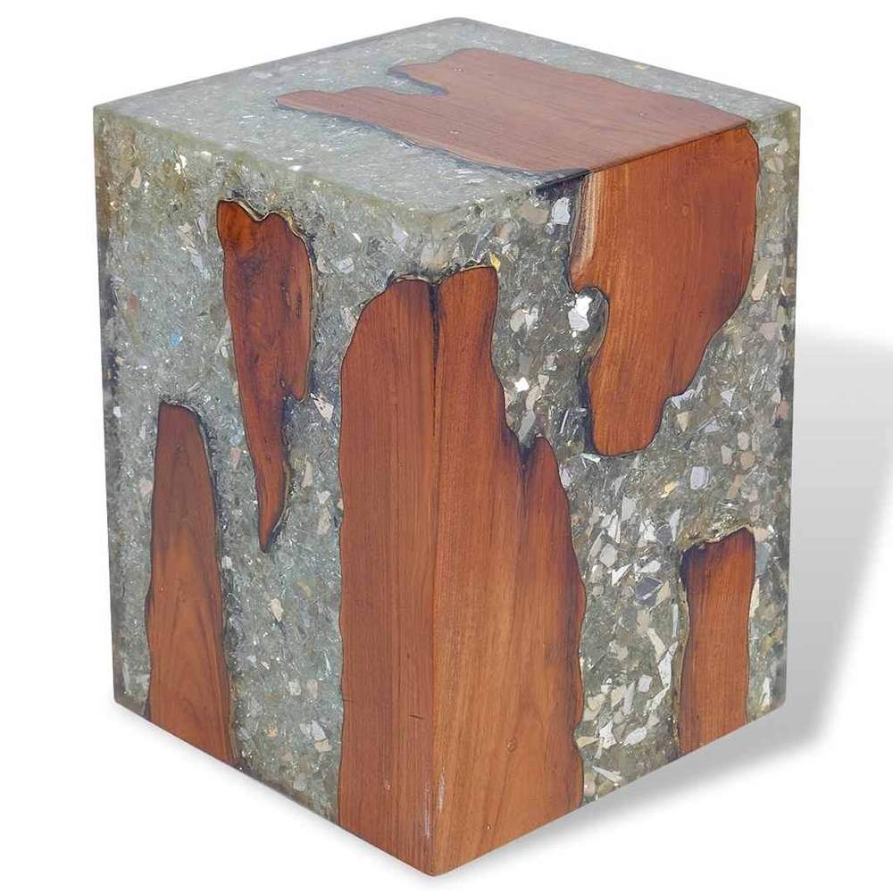 vidaXL Stool Multicolor Solid teak wood Medium Durable Stool Square