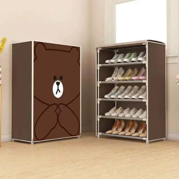 Multilayer dustproof shoe rack with zippered nonwoven fabric for space-saving hallway storage