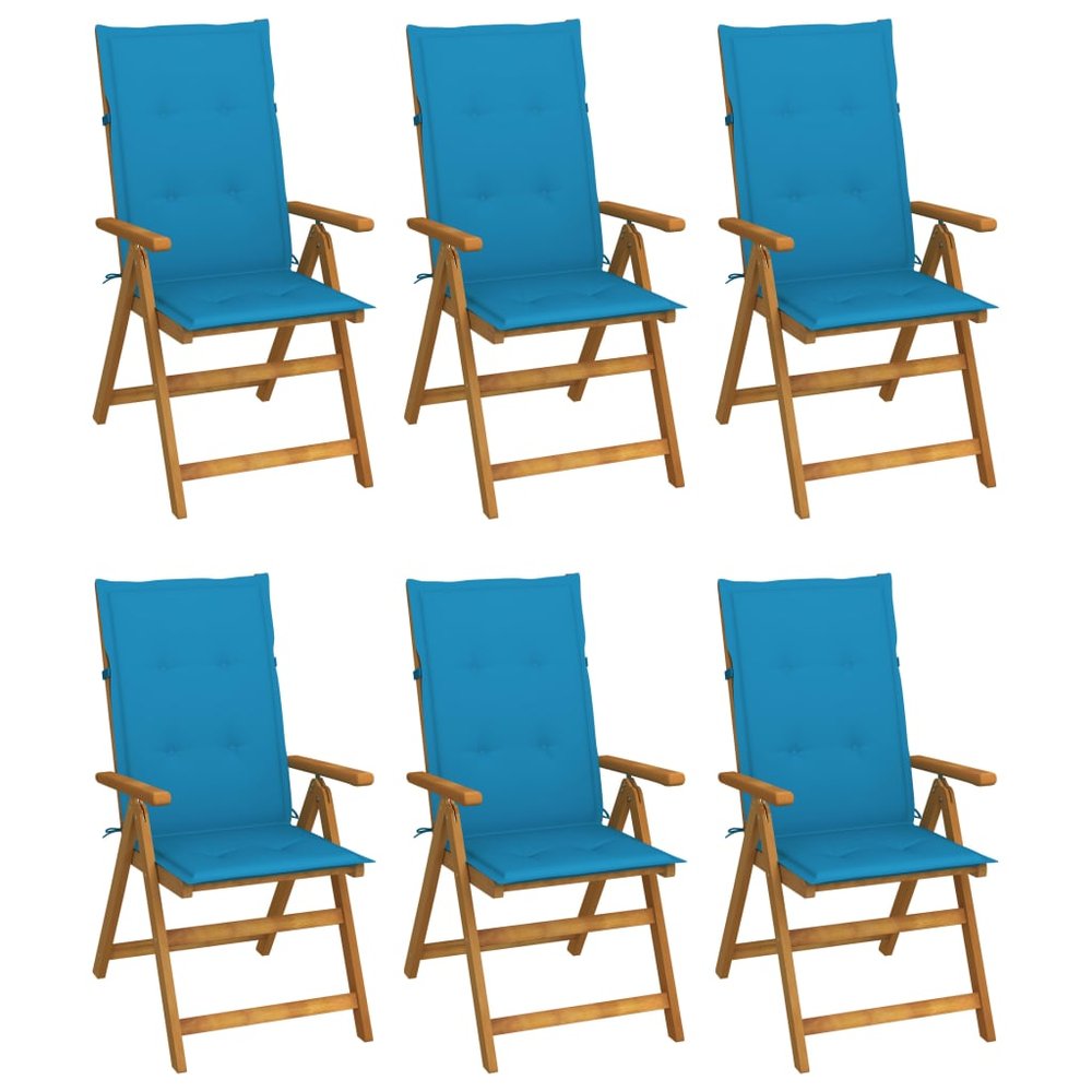 vidaXL Garden Chair Set of 6 Natural Acacia Wood Solid Acacia Wood