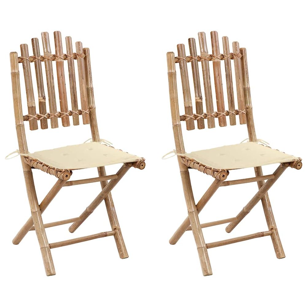 vidaXL Garden Chair Set of 2 Natural Bamboo Bamboo Standard Foldable