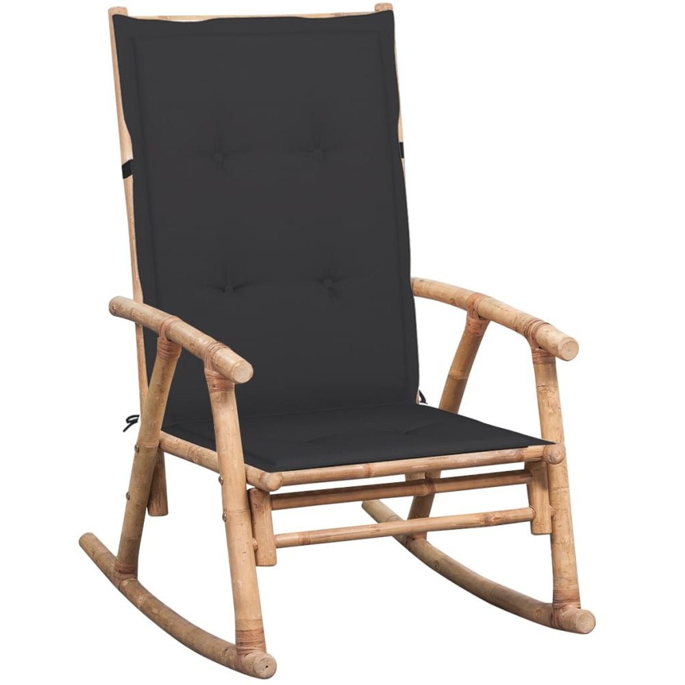 vidaXL Rocking Chair Natural Bamboo Bamboo, Polyester Standard