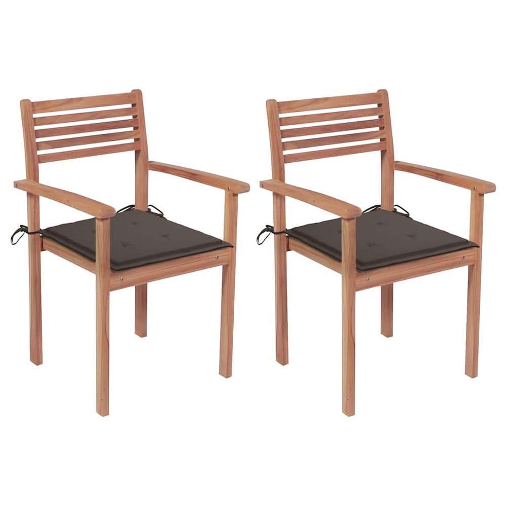 vidaXL Garden Chair Set of 2 Natural teak Solid teak wood Standard