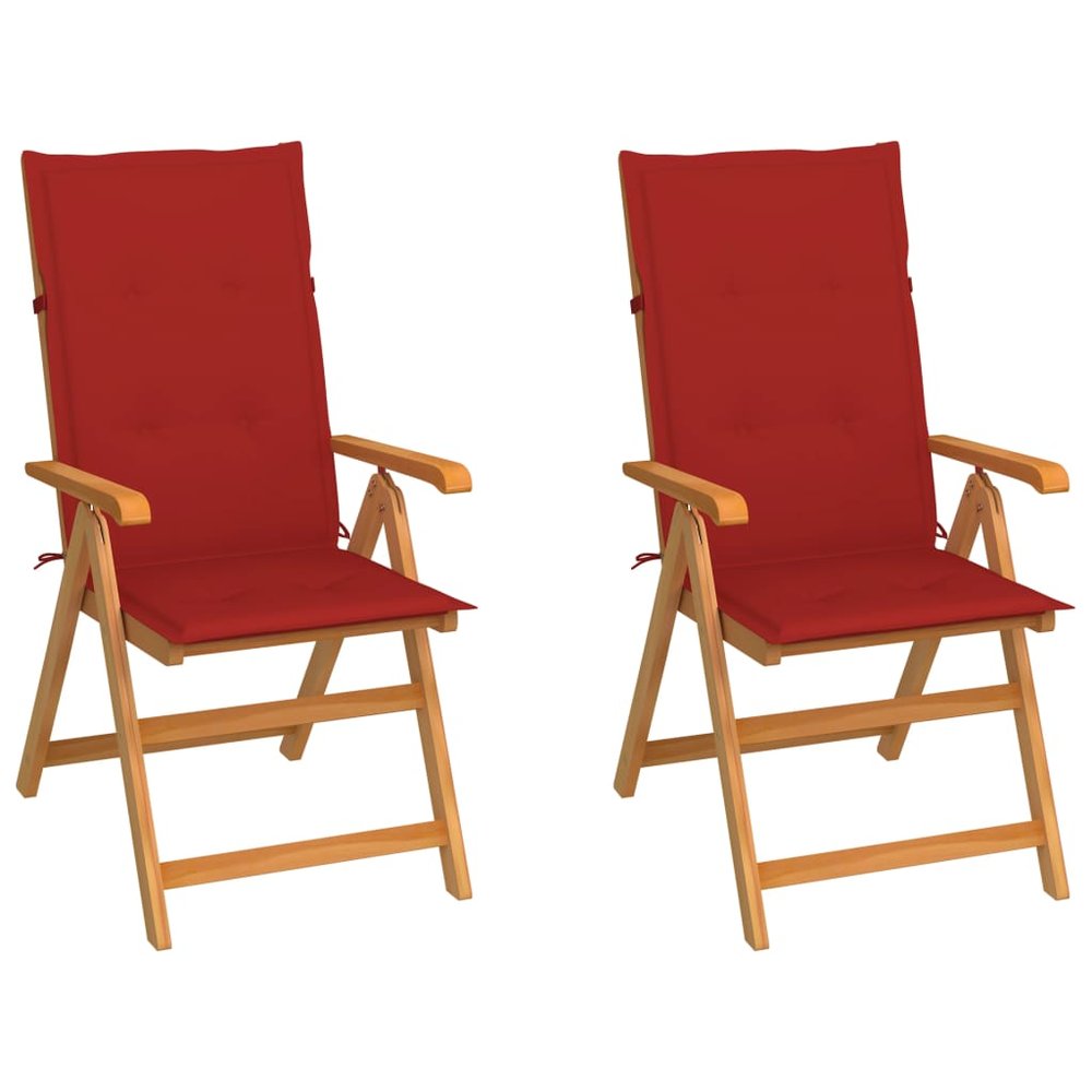 vidaXL Garden Chair Set of 2 Natural Teak Teak Wood Foldable