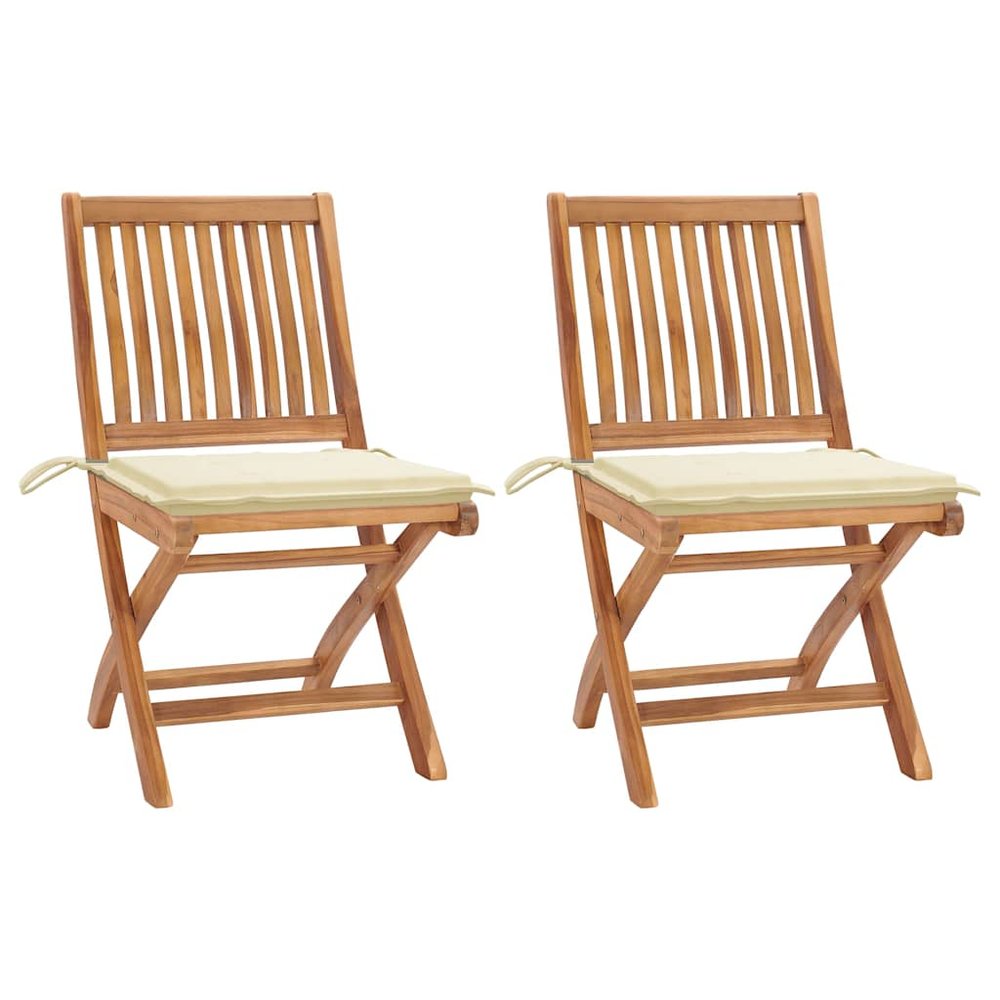 vidaXL Garden Chair Set of 2 Natural Teak Solid teak wood Medium