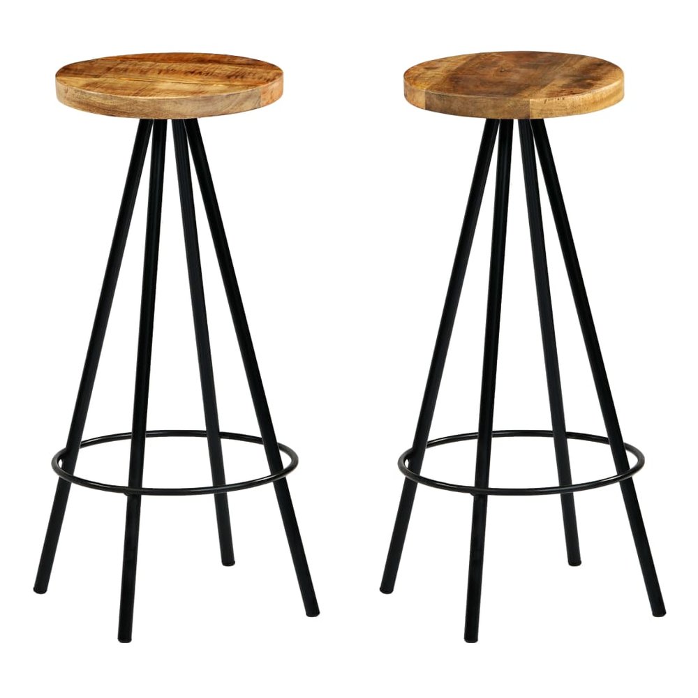 vidaXL Bar Stool Set of 2 Natural wood and black