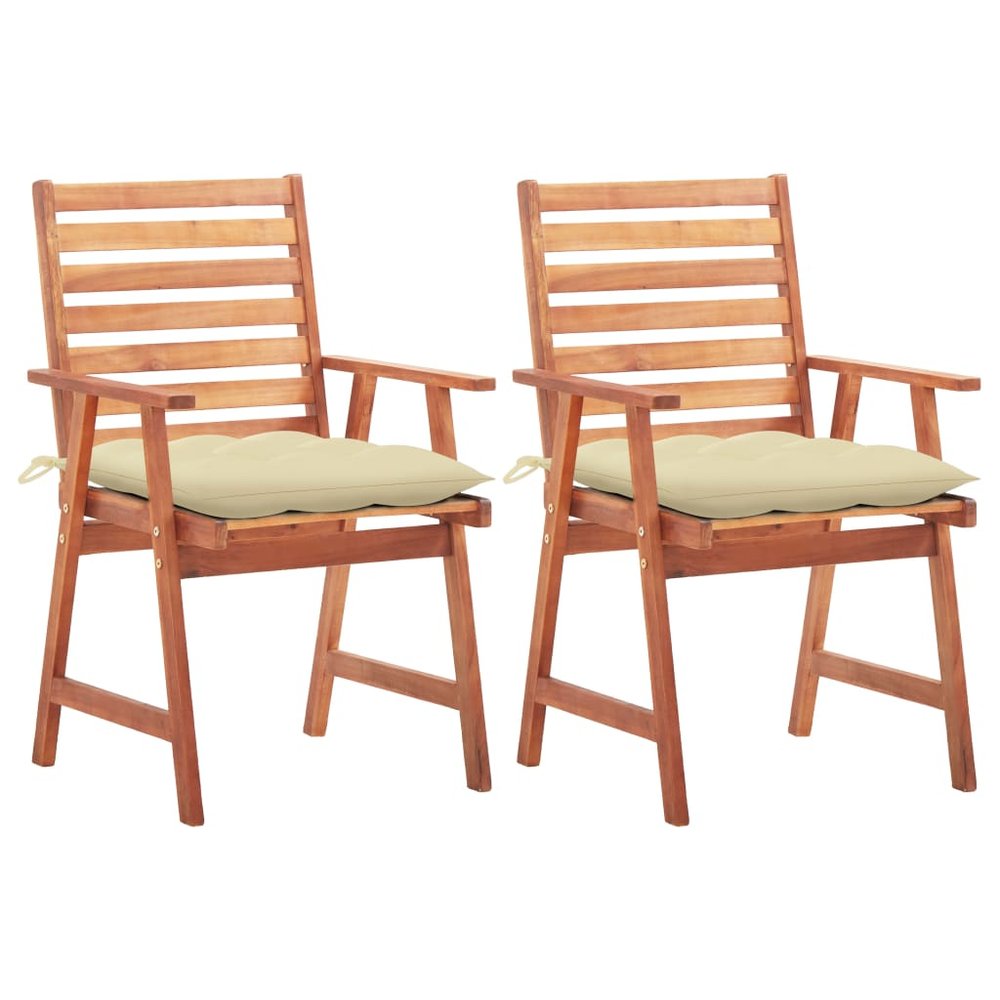 vidaXL Outdoor Chair Set of 2 Natural Wood Solid Acacia wood Standard