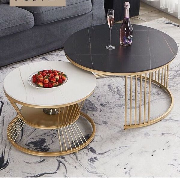 Nordic luxury coffee table with marble top and stainless steel base for modern living rooms