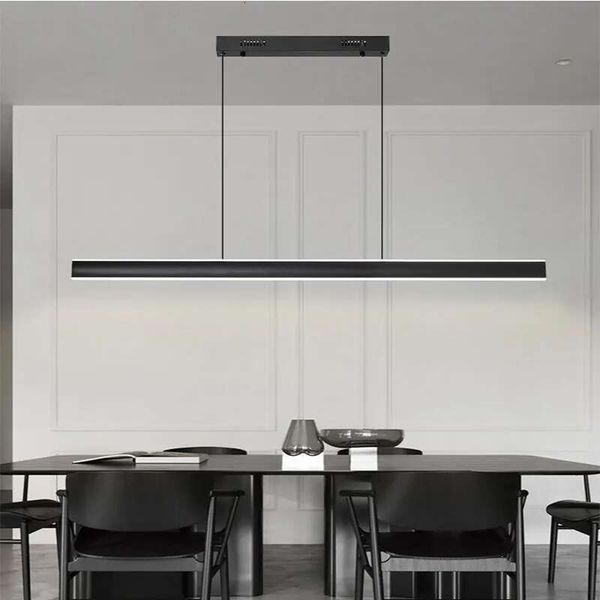 Nordic-inspired minimalist pendant lights with 80-120cm LED strips for stylish restaurant, home, dining room, or bar chandelier decor