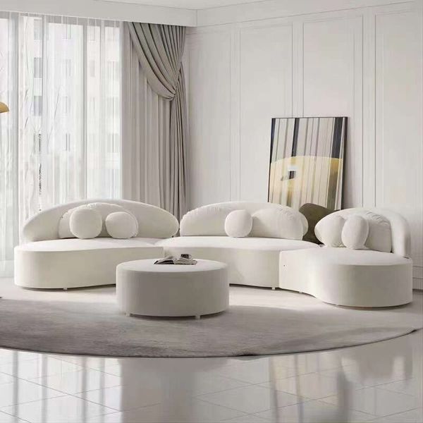 Nordic-style high-quality curved modular 3-piece fabric sectional sofa for home or hotel lounge