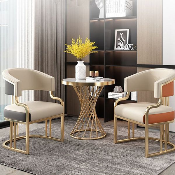 Nordic-style simple circular marble coffee table for balcony or bedroom decor